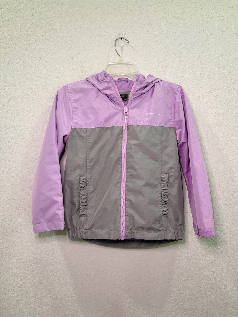 Eddie Bauer Kids Lavender and Gray Lightweight Hooded Jacket - YS